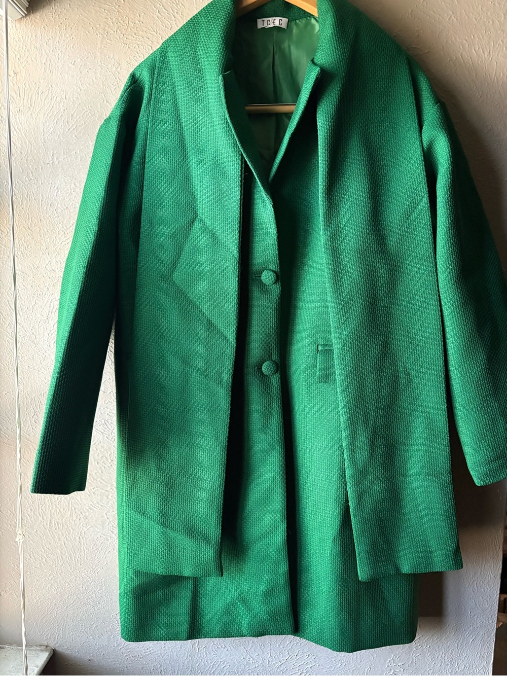 TCEC Emerald Green Textured Pea Coat